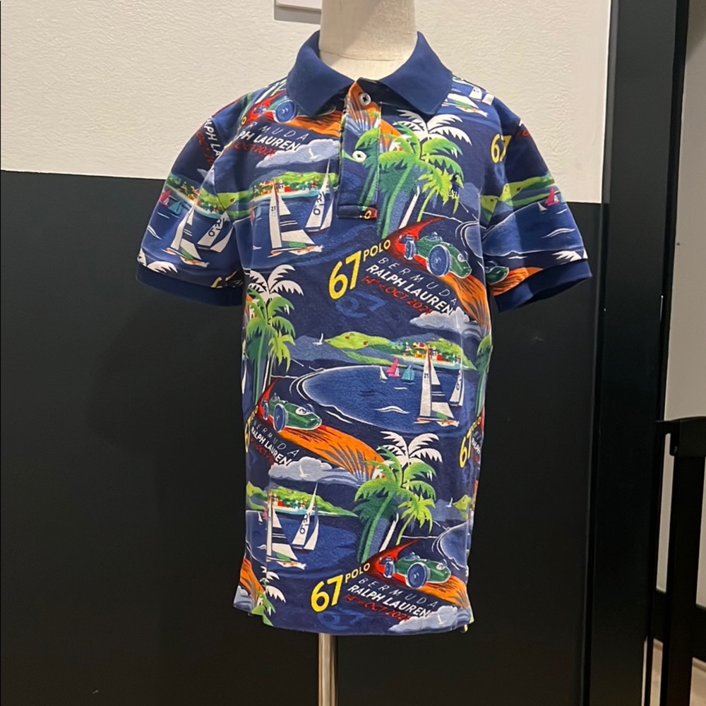 Polo by Ralph Lauren Blue and Green Casual Polo Shirt